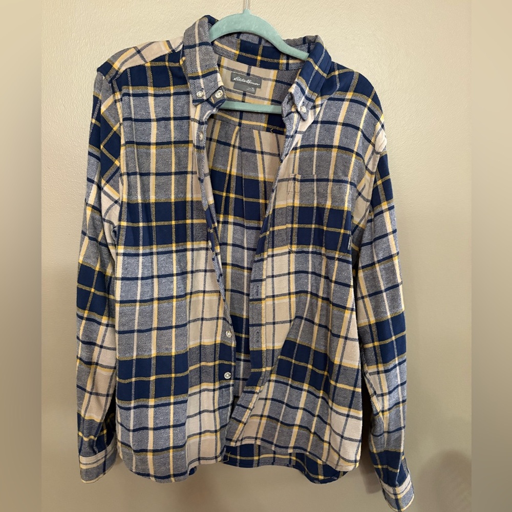Eddie Bauer Blue and Yellow Plaid Shirt